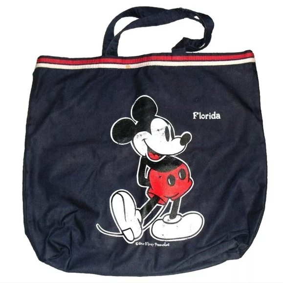 Mickey Mouse Florida Disney Vintage 90s Canvas Tote Bag - Picture 1 of 4